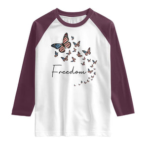 Butterfly Of Freedom American Pride Raglan Shirt TS12 White Maroon Print Your Wear