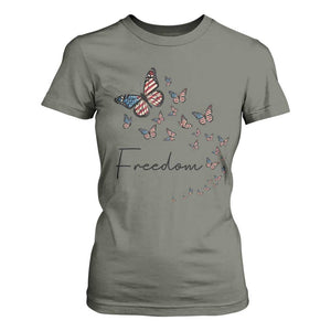Butterfly Of Freedom American Pride T Shirt For Women TS12 Military Green Print Your Wear