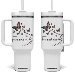 Butterfly Of Freedom American Pride Tumbler With Handle TS12 One Size: 40 oz White Print Your Wear