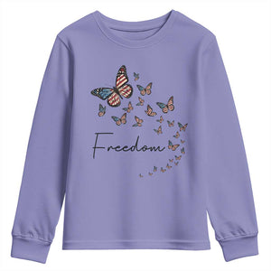 Butterfly Of Freedom American Pride Youth Sweatshirt TS12 Violet Print Your Wear
