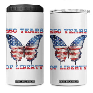 Patriotic Butterfly 4 in 1 Can Cooler Tumbler 250 Years Of Liberty TS12 One Size: 16 oz White Print Your Wear