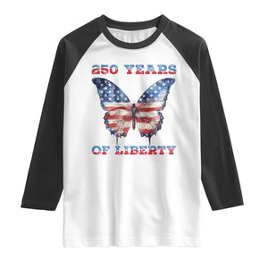Patriotic Butterfly Raglan Shirt 250 Years Of Liberty TS12 White Black Print Your Wear