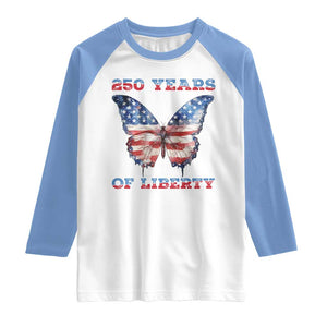 Patriotic Butterfly Raglan Shirt 250 Years Of Liberty TS12 White Carolina Blue Print Your Wear