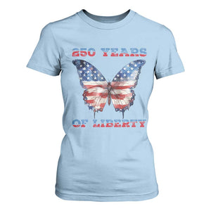 Patriotic Butterfly T Shirt For Women 250 Years Of Liberty TS12 Light Blue Print Your Wear