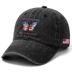 Patriotic Butterfly Washed Cotton Baseball Cap 250 Years Of Liberty TS12 Print Your Wear