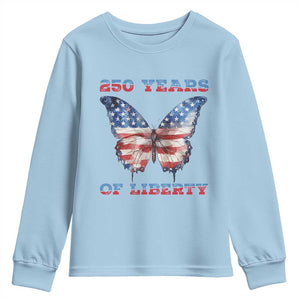 Patriotic Butterfly Youth Sweatshirt 250 Years Of Liberty TS12 Light Blue Print Your Wear
