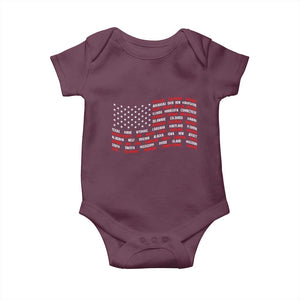 Vintage American Flag 50 States Baby Onesie Patriotic Gift TS12 Maroon Print Your Wear