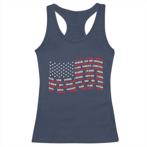 Vintage American Flag 50 States Racerback Tank Top Patriotic Gift TS12 Navy Print Your Wear