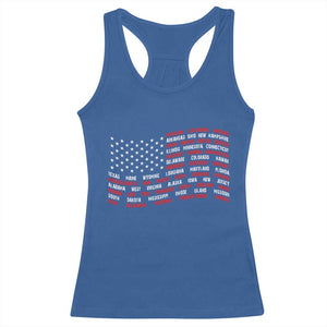 Vintage American Flag 50 States Racerback Tank Top Patriotic Gift TS12 Royal Blue Print Your Wear