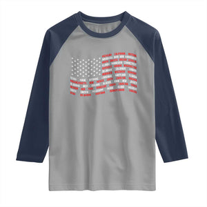 Vintage American Flag 50 States Raglan Shirt Patriotic Gift TS12 Sport Gray Navy Print Your Wear
