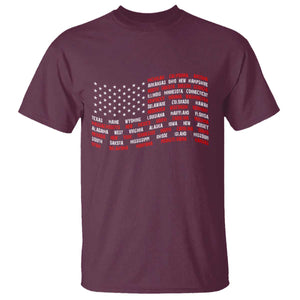 Vintage American Flag 50 States T Shirt Patriotic Gift TS12 Maroon Print Your Wear