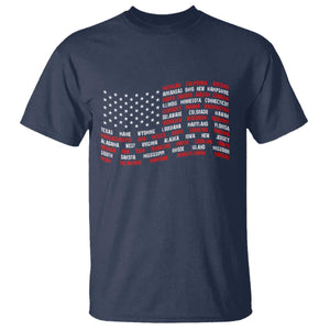 Vintage American Flag 50 States T Shirt Patriotic Gift TS12 Navy Print Your Wear