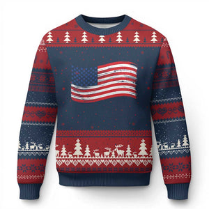 Vintage Patriotic American Flag Dog And Cat Paw Ugly Christmas Sweater Gift For Pet Lover TS12 Navy Red Print Your Wear