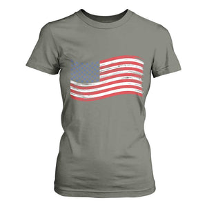 Vintage Patriotic American Flag Dog And Cat Paw T Shirt For Women Gift For Pet Lover TS12 Military Green Print Your Wear