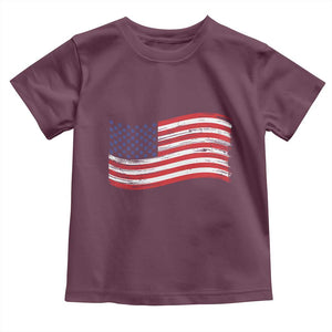 Vintage Patriotic American Flag Dog And Cat Paw Toddler T Shirt Gift For Pet Lover TS12 Maroon Print Your Wear