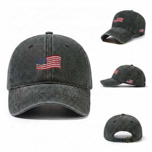 Vintage Patriotic American Flag Dog And Cat Paw Washed Cotton Baseball Cap Gift For Pet Lover TS12 Washed Cap Universal Fit Dark Green Print Your Wear