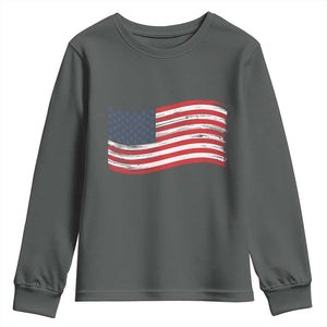 Vintage Patriotic American Flag Dog And Cat Paw Youth Sweatshirt Gift For Pet Lover TS12 Dark Heather Print Your Wear