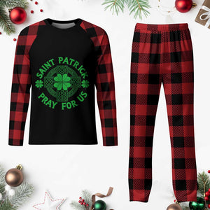 Saint Patrick Pray For Us Plaid Pajama Set St Patricks Day Celtic Cross TS12 Buffalo Plaid Print Your Wear