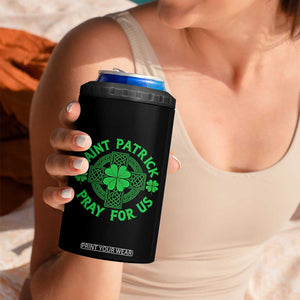 Saint Patrick Pray For Us 4 in 1 Can Cooler Tumbler St Patricks Day Celtic Cross TS12 Print Your Wear