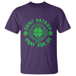 Saint Patrick Pray For Us T Shirt St Patricks Day Celtic Cross TS12 Purple Print Your Wear
