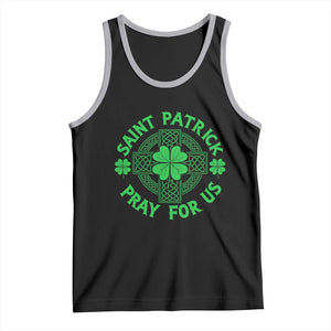 Saint Patrick Pray For Us Tank Top St Patricks Day Celtic Cross TS12 Black Athletic Heather Print Your Wear