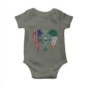 Patriotic Irish American Cross Baby Onesie St Patricks Day Religious Gift TS12 Military Green Print Your Wear