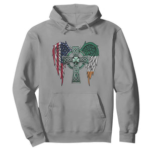 Patriotic Irish American Cross Hoodie St Patricks Day Religious Gift TS12 Sport Gray Print Your Wear