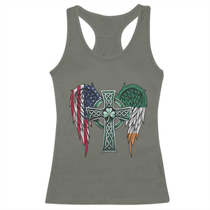 Patriotic Irish American Cross Racerback Tank Top St Patricks Day Religious Gift TS12 Military Green Print Your Wear