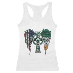 Patriotic Irish American Cross Racerback Tank Top St Patricks Day Religious Gift TS12 White Print Your Wear