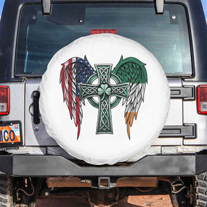 Patriotic Irish American Cross Spare Tire Cover St Patricks Day Religious Gift TS12 No hole White Print Your Wear