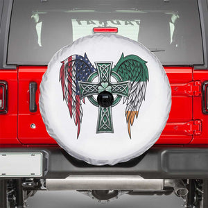 Patriotic Irish American Cross Spare Tire Cover St Patricks Day Religious Gift TS12 White Print Your Wear