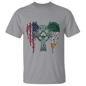 Patriotic Irish American Cross T Shirt St Patricks Day Religious Gift TS12 Sport Gray Print Your Wear