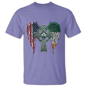 Patriotic Irish American Cross T Shirt St Patricks Day Religious Gift TS12 Violet Print Your Wear