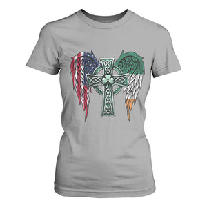 Patriotic Irish American Cross T Shirt For Women St Patricks Day Religious Gift TS12 Sport Gray Print Your Wear
