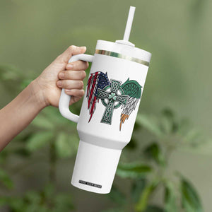 Patriotic Irish American Cross Tumbler With Handle St Patricks Day Religious Gift TS12 Print Your Wear