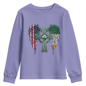 Patriotic Irish American Cross Youth Sweatshirt St Patricks Day Religious Gift TS12 Violet Print Your Wear