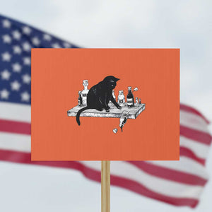 No Kings No Wars No Ice Cat Protest Sign Political Humor Gift TS12 Horizontal 18" × 24" Orange Print Your Wear