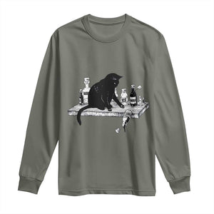No Kings No Wars No Ice Cat Long Sleeve Shirt Political Humor Gift TS12 Military Green Print Your Wear
