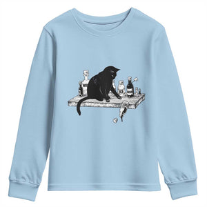 No Kings No Wars No Ice Cat Youth Sweatshirt Political Humor Gift TS12 Light Blue Print Your Wear