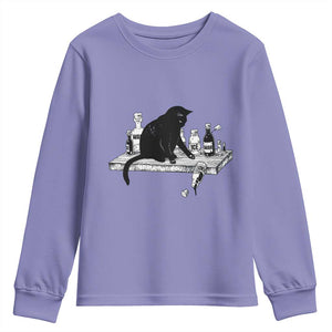 No Kings No Wars No Ice Cat Youth Sweatshirt Political Humor Gift TS12 Violet Print Your Wear