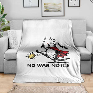 Funny Opossum Warrior Political Gift Throw Blanket No Kings No Wars No Ice TS12 Print Your Wear