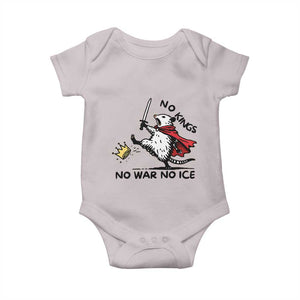 Funny Opossum Warrior Political Gift Baby Onesie No Kings No Wars No Ice TS12 Ice Gray Print Your Wear