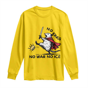 Funny Opossum Warrior Political Gift Long Sleeve Shirt No Kings No Wars No Ice TS12 Daisy Print Your Wear
