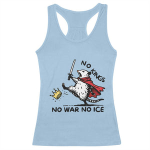 Funny Opossum Warrior Political Gift Racerback Tank Top No Kings No Wars No Ice TS12 Light Blue Print Your Wear