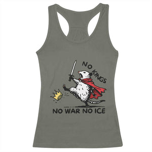 Funny Opossum Warrior Political Gift Racerback Tank Top No Kings No Wars No Ice TS12 Military Green Print Your Wear