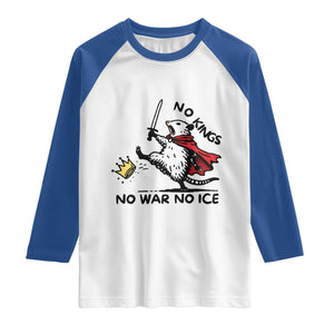 Funny Opossum Warrior Political Gift Raglan Shirt No Kings No Wars No Ice TS12 White Royal Print Your Wear