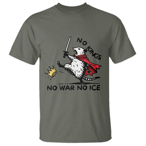 Funny Opossum Warrior Political Gift T Shirt No Kings No Wars No Ice TS12 Military Green Print Your Wear