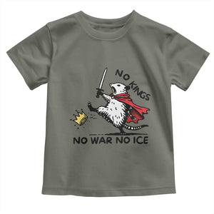 Funny Opossum Warrior Political Gift Toddler T Shirt No Kings No Wars No Ice TS12 Military Green Print Your Wear