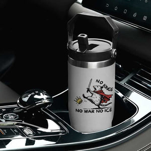 Funny Opossum Warrior Political Gift Flip Straw Tumbler No Kings No Wars No Ice TS12 Print Your Wear