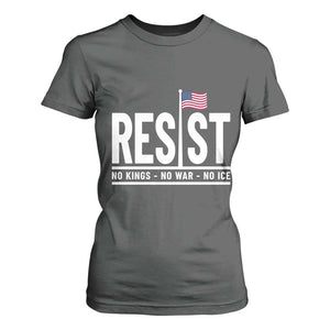 No Kings No Wars No Ice T Shirt For Women Anti Trump Political TS12 Dark Heather Print Your Wear